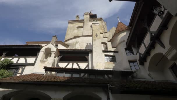 View Interior Courtyard Bran Castle — Stock Video