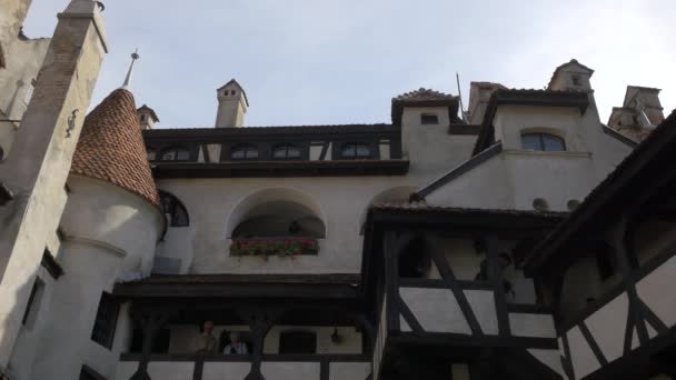 Uitzicht Vanaf Binnenplaats Van Bran Castle — Stockvideo