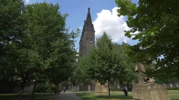 公園から見える大聖堂の塔 — ストック動画