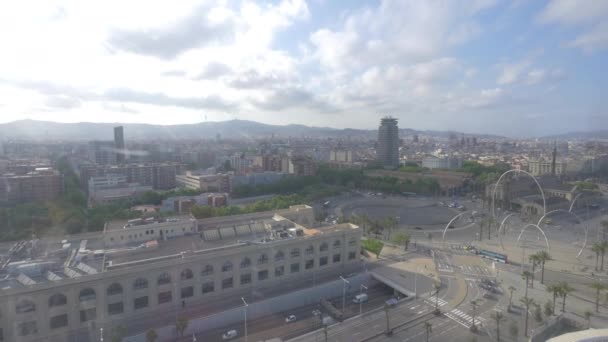 Luchtfoto Van Plaza Les Drassanes Barcelona — Stockvideo