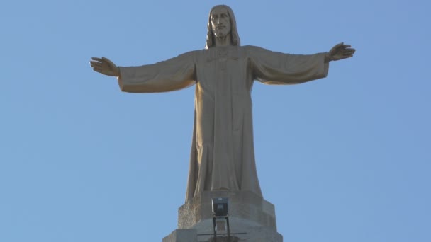 Die Statue Jesu Auf Dem Tibidabo Hügel Barcelona — Stockvideo