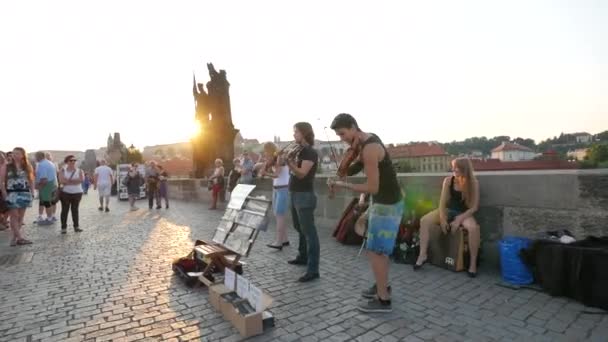 Musique Jouant Sur Charles Bridge — Video