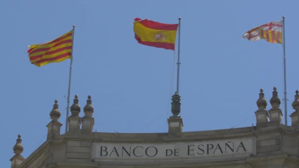 Flags Banco Espana — Stock Video