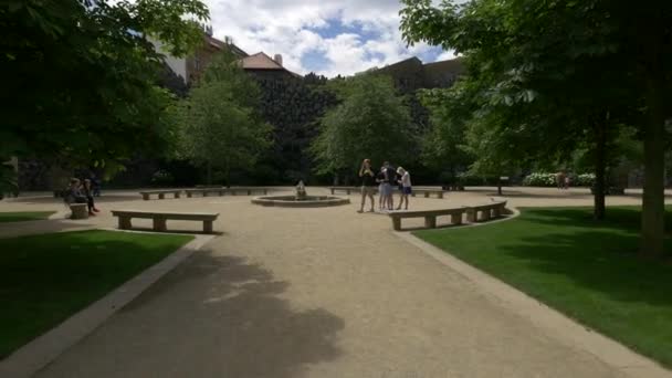 Fountain Stone Benches Wallenstein Garden — Stock Video