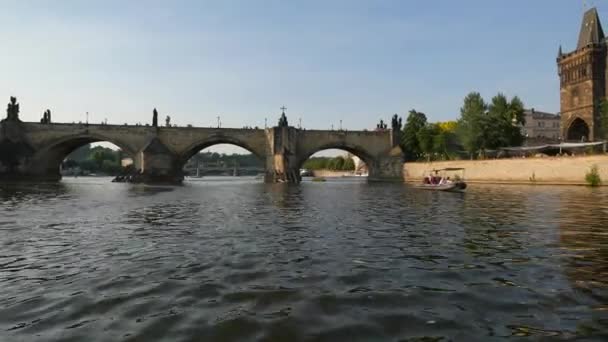 Karlsbrücke Und Altstadtturm — Stockvideo