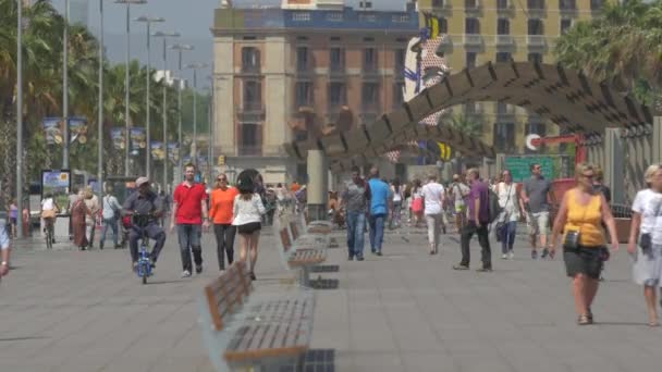 Persone Sul Marciapiede Barcellona — Video Stock