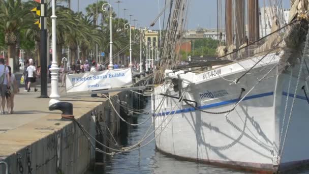 Velero Santa Eulalia Amarrado Puerto — Vídeos de Stock