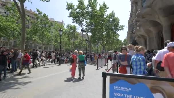 Turister Samlades Trottoaren — Stockvideo