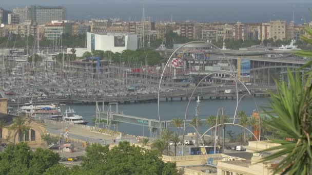 Σύγχρονη Γλυπτική Στην Placa Les Drassanes Βαρκελώνη — Αρχείο Βίντεο