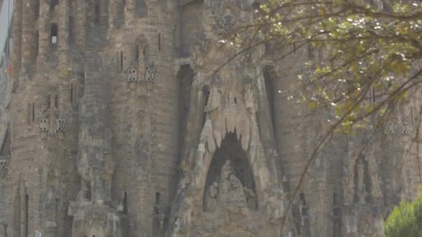 Γείρε Επάνω Άποψη Της Sagrada Familia Βαρκελώνη — Αρχείο Βίντεο