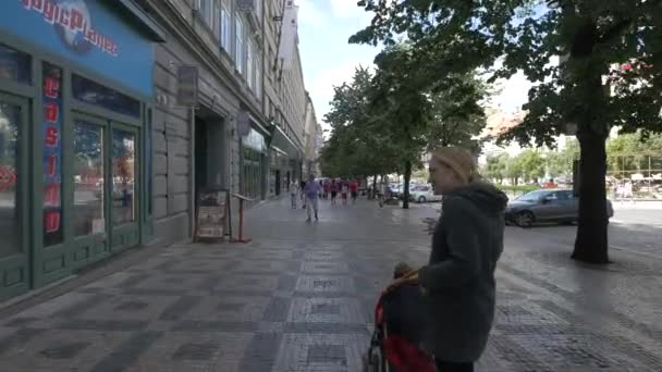 Geschäfte Und Gebäude Auf Dem Wenzelsplatz — Stockvideo