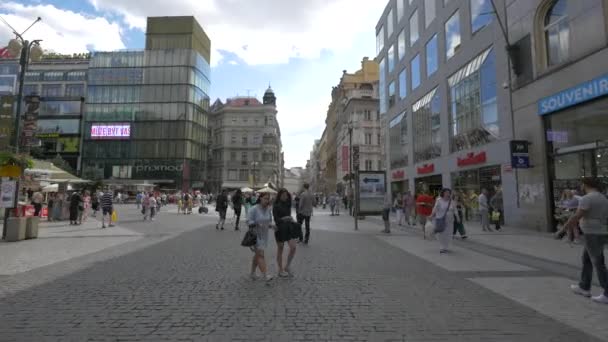 Spaziergänger Auf Dem Wenzelsplatz — Stockvideo