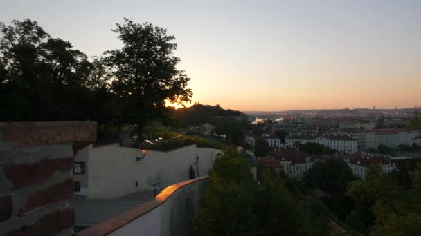 Vista Pôr Sol Sobre Praga — Vídeo de Stock