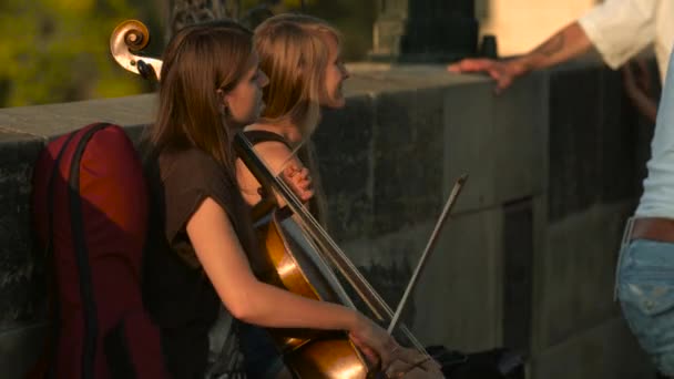 白天拉大提琴 — 图库视频影像