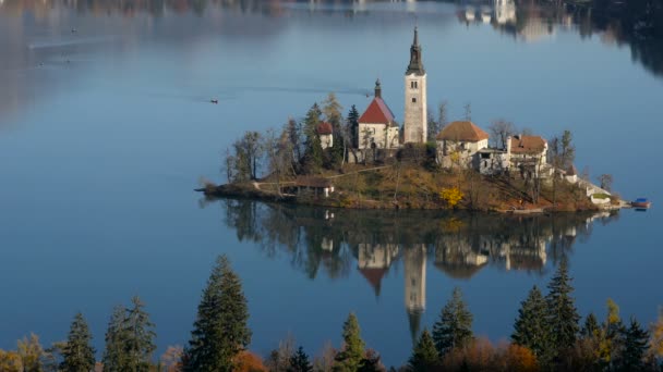 Vista Panoramica Dell Isola Bled — Video Stock