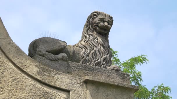 Uitzicht Een Leeuwensculptuur — Stockvideo