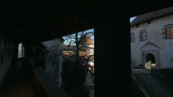 Bled城堡的内部庭院 — 图库视频影像
