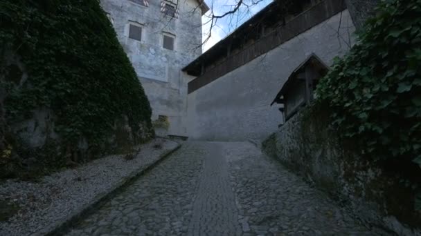Bled Castle Avlusunda Taştan Bir Sokak — Stok video