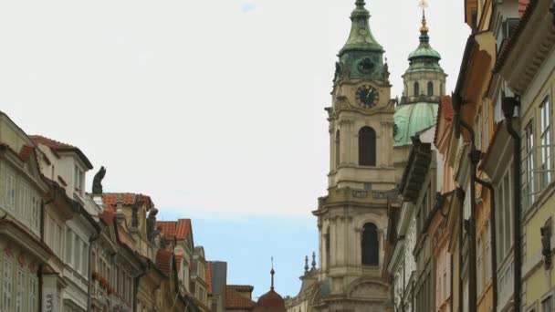 Inclinação Para Baixo Igreja São Nicolau Outros Edifícios — Vídeo de Stock