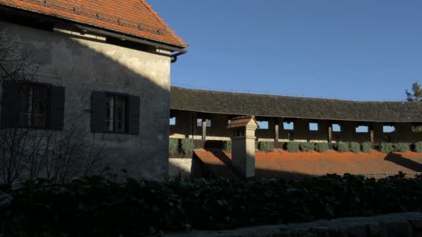 Tetto Mura Difensive Del Castello Bled — Video Stock
