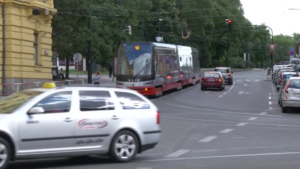 Tramvaj Nábřeží Smetana — Stock video