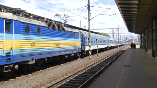 Przejazd Pociągu Przez Dworzec Kolejowy — Wideo stockowe