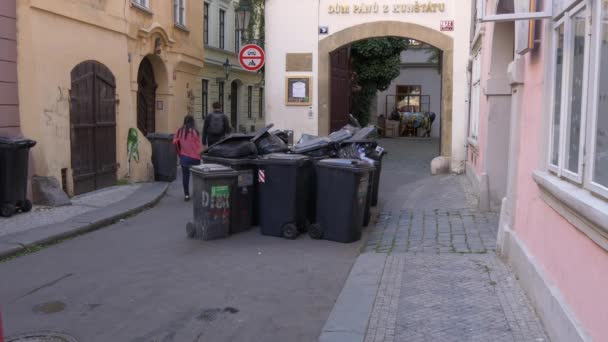 Caixotes Lixo Uma Rua — Vídeo de Stock