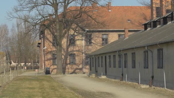 Vista Panorámica Izquierda Dentro Del Museo Auschwitz — Vídeos de Stock