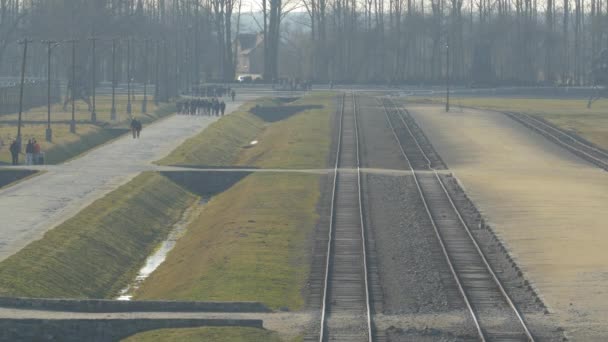 Osvětimská Železnice Birkenau Polsku — Stock video