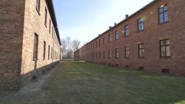 Beco Entre Edifícios Auschwitz — Vídeo de Stock