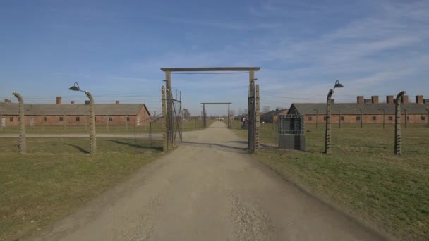 Auschwitz Barracas Puertas Entrada — Vídeo de stock