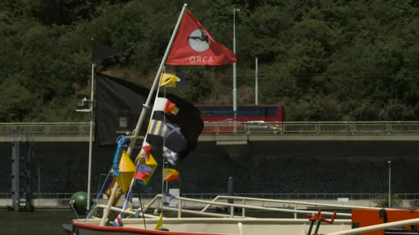 Nautiska Flaggor Båt — Stockvideo