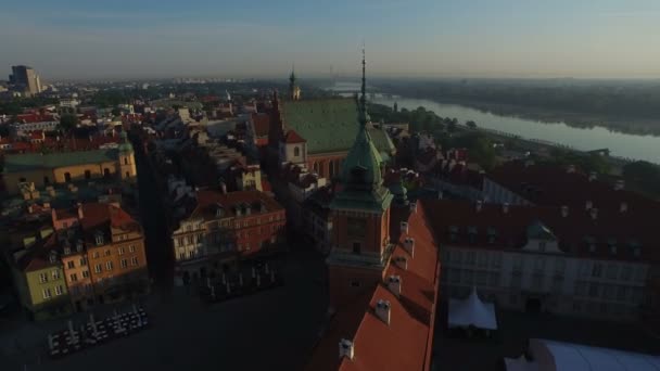 Luchtfoto Van Het Koninklijk Kasteel Zuil Van Sigismund — Stockvideo