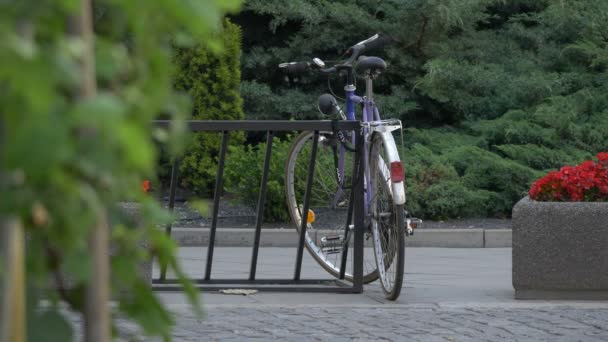 Bicicleta Aparcada Una Calle — Vídeo de stock