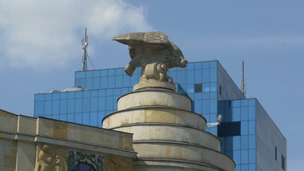 Eagle Sculpture Rooftop — Stockvideo