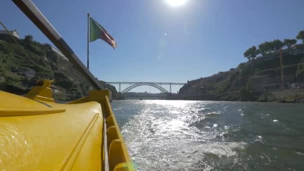 Bridge River Seen Boat — Stock Video