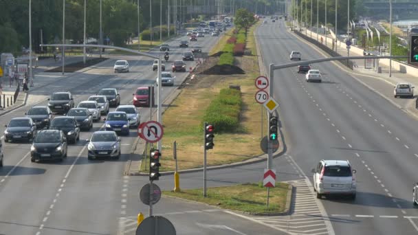 Wysoki Kąt Ruchu Wybrzeżu Gdańskim Słoneczny Dzień — Wideo stockowe