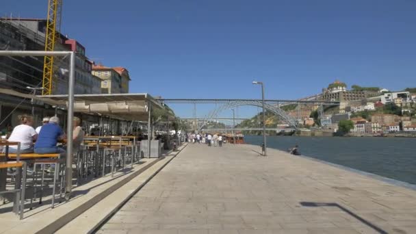 Restaurants Freien Kai Von Porto — Stockvideo