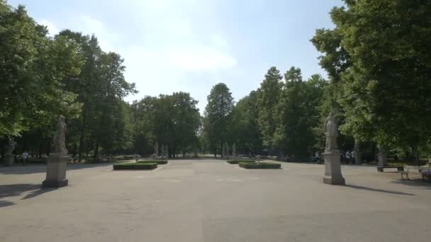 Sakson Bahçesi Ndeki Rococo Heykelleriyle Dolu Sokak — Stok video