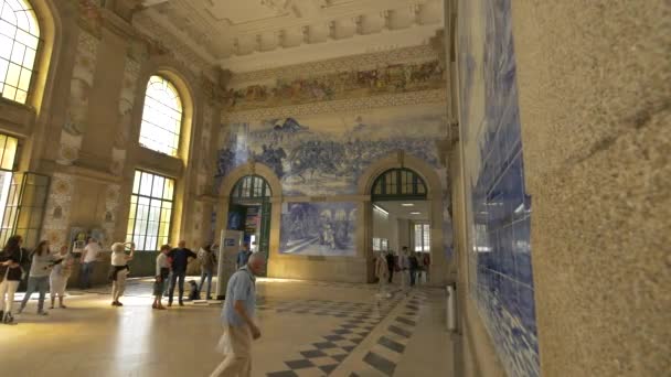 Dentro Estação Ferroviária São Bento Porto — Vídeo de Stock