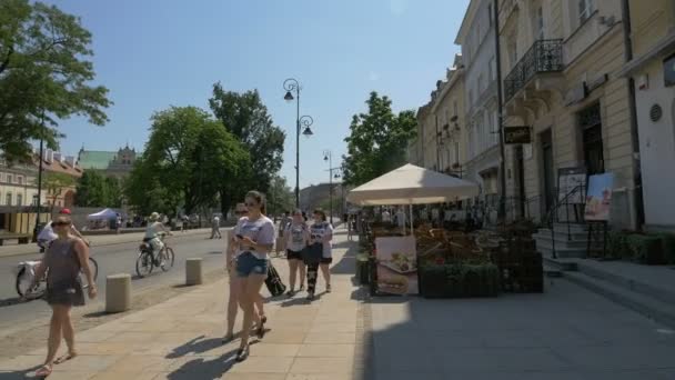 Krakowskie Przedmiescie Ulice Slunný Den — Stock video