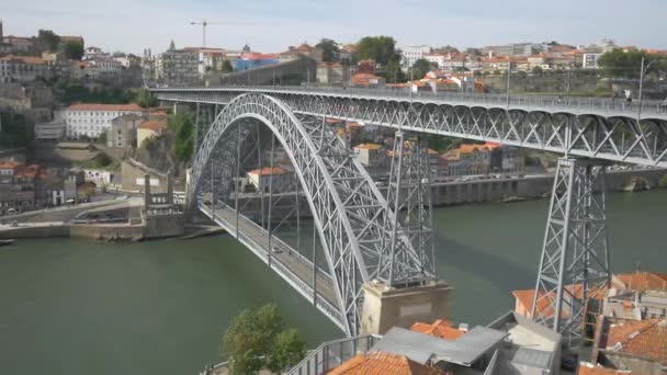 Dom Luis Arch Bridge Porto — Stock Video