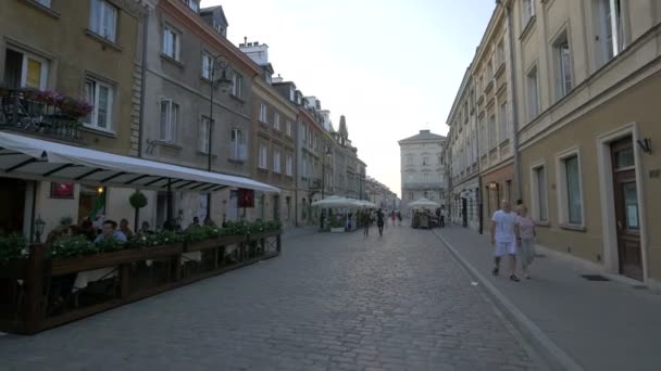 Outdoor Restaurants Freta Street Warschau — Stockvideo