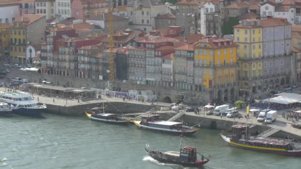 Porto Daki Douro Nehri Nde Tekneler — Stok video