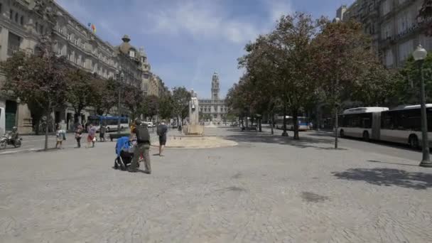 People Walking Fountain — Stock Video