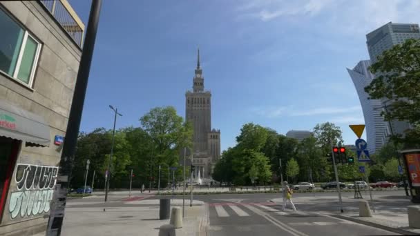 Palace Culture Science Seen Bagno Street — Wideo stockowe