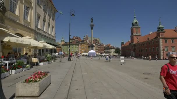 Solig Dag Slottstorget Warszawa — Stockvideo