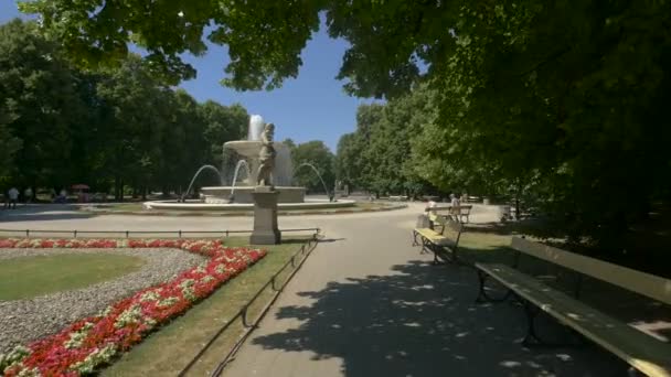 Statue Fontaine Dans Jardin Saxon — Video