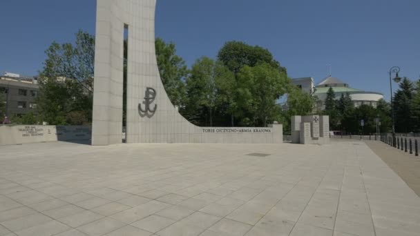 Pomnik Polskiego Państwa Podziemnego Armii Krajowej — Wideo stockowe