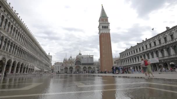 Piazza San Marco Vid Översvämningar — Stockvideo